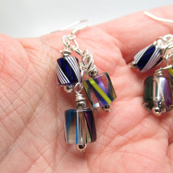 Cane glass mix dangle earrings - Picture 8 of 10